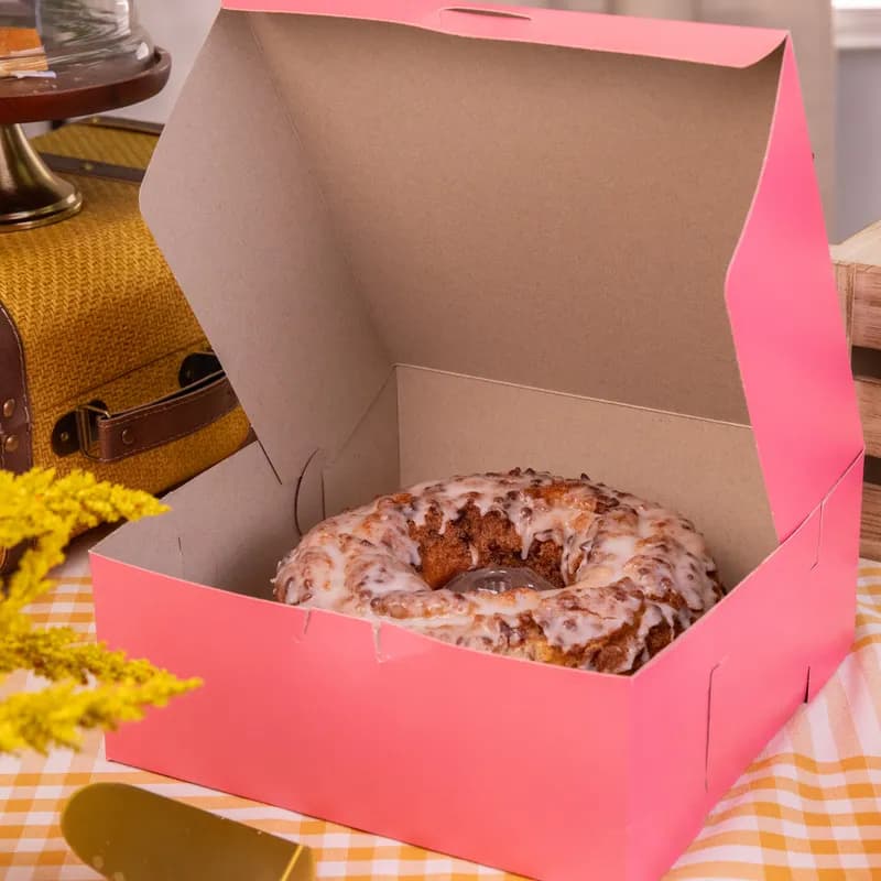 Cupcake Box 6 CT 10X10X4 IN CCNB Pink Square Lock Corner Tuck Top 100/Case