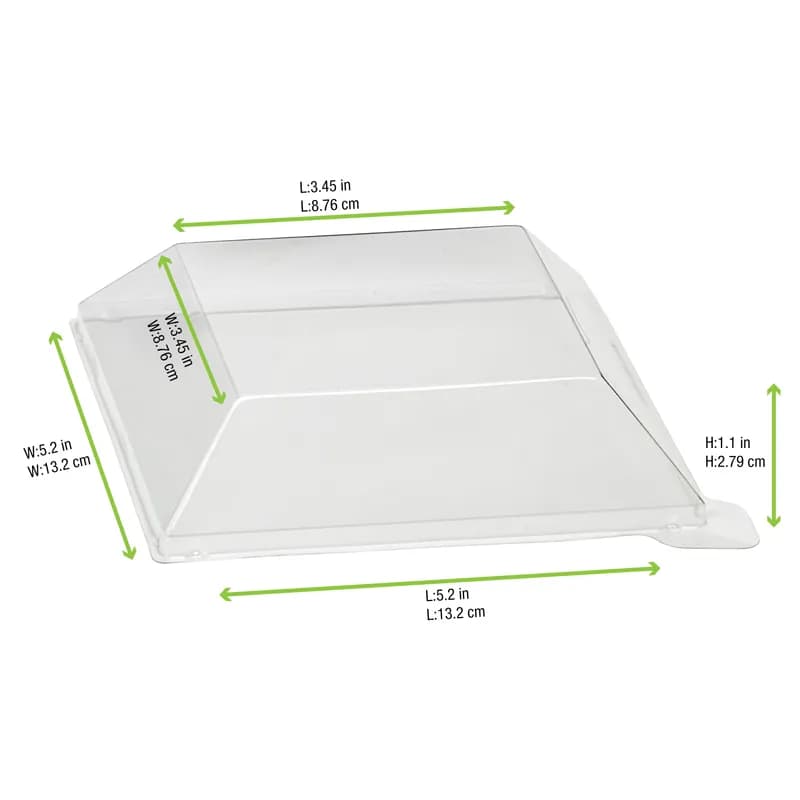 Lid Dome 5.2X5.2X1.1 IN PET Clear Square For Container 100/Case