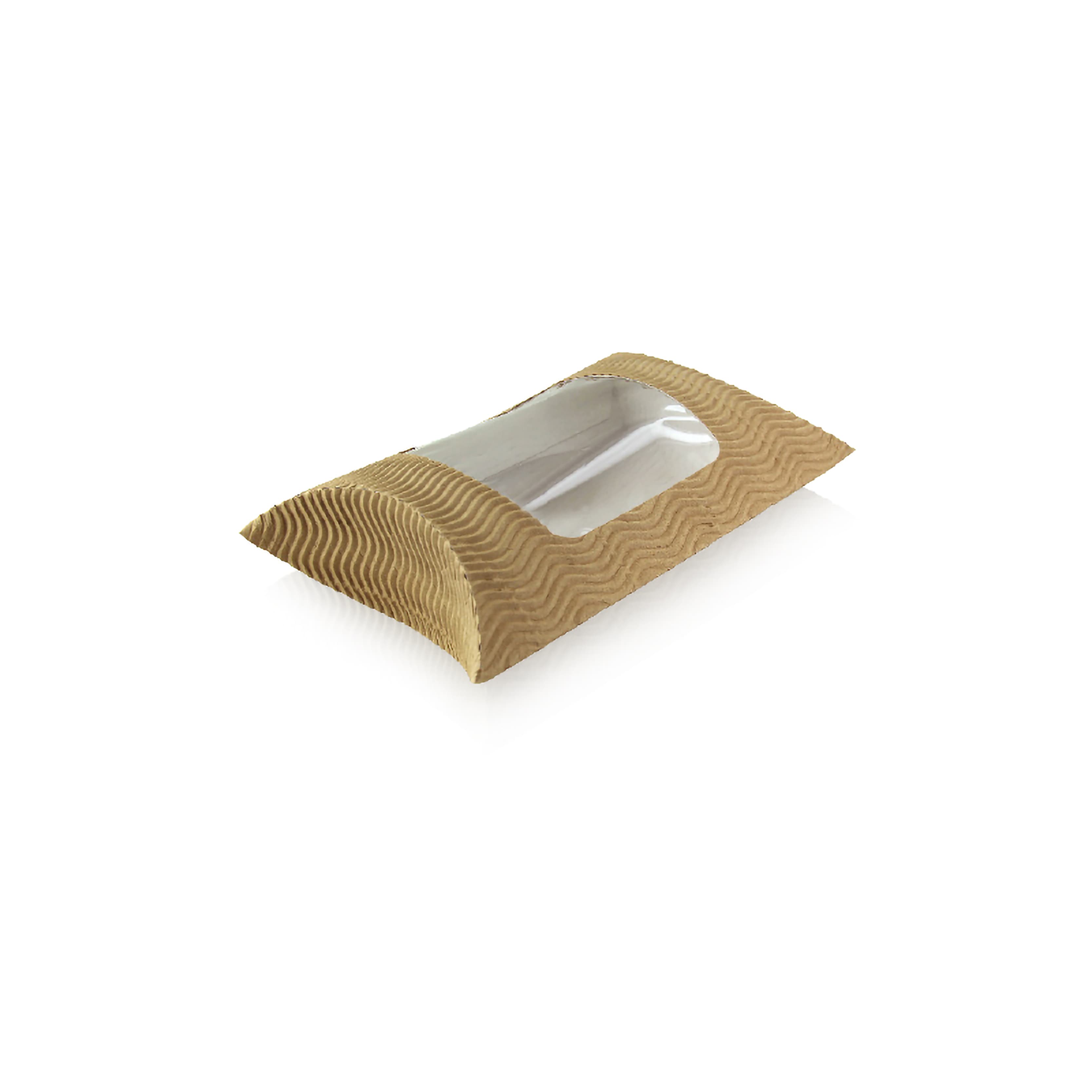 Take-Out Box Pillow Pack 7.9X5.9X2.2 IN Paper Kraft Rectangle With Window 25 Count/Pack 10 Packs/Case 250 Count/Case