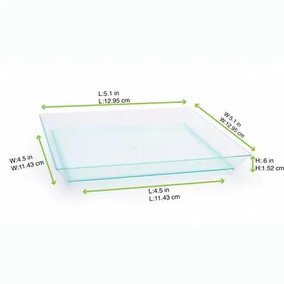 Plate 5.1X5.1X1.1 IN Plastic Translucent Green Square Freezer Safe 50 Count/Pack 2 Packs/Case 100 Count/Case