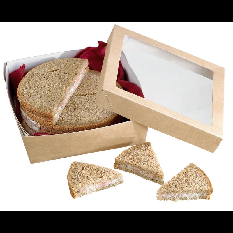 Kray Bakery Box 34 OZ 5.5X5.5X2 IN Corrugated Paperboard Kraft With Window 25 Count/Pack 10 Packs/Case 250 Count/Case