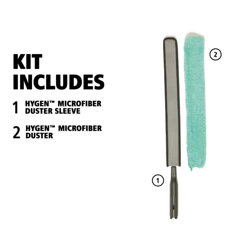 Hygen™ Dusting Wand & Duster 28.75 IN Microfiber Black Gray Reusable Quick Connect Flexi Wand 1/Each