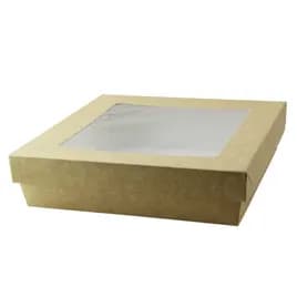 Kray Bakery Box 60 OZ 7.1X7.1X2 IN Corrugated Paperboard Kraft With Window 50 Count/Pack 4 Packs/Case 200 Count/Case
