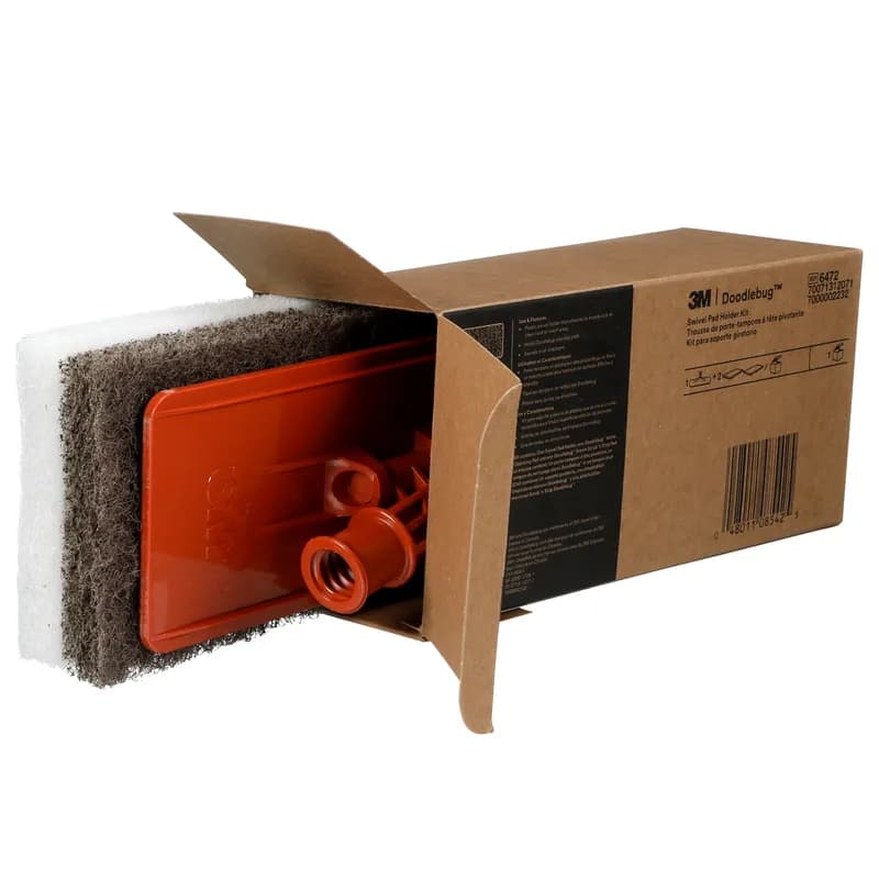 3M™ 6472 Floor Pad Holder Kit 8.937X3.74 IN Plastic Synthetic Fiber Orange Reusable With Pads 4/Case