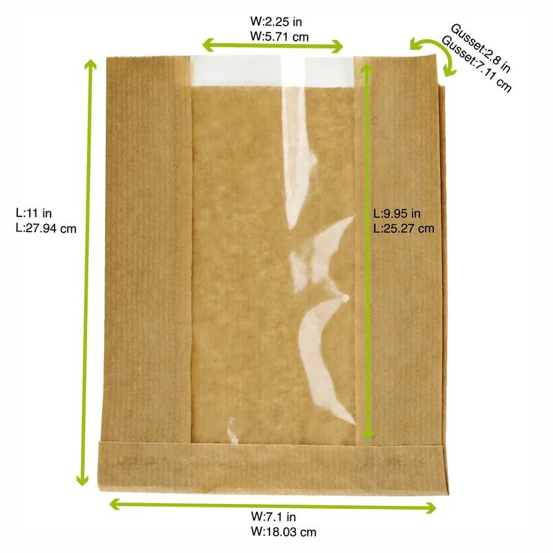 Bag 11X7.1X2.8 IN Paper Kraft With Window Microwave Oven Safe Freezer Safe 1000 Count/Pack 1 Packs/Case 1000 Count/Case