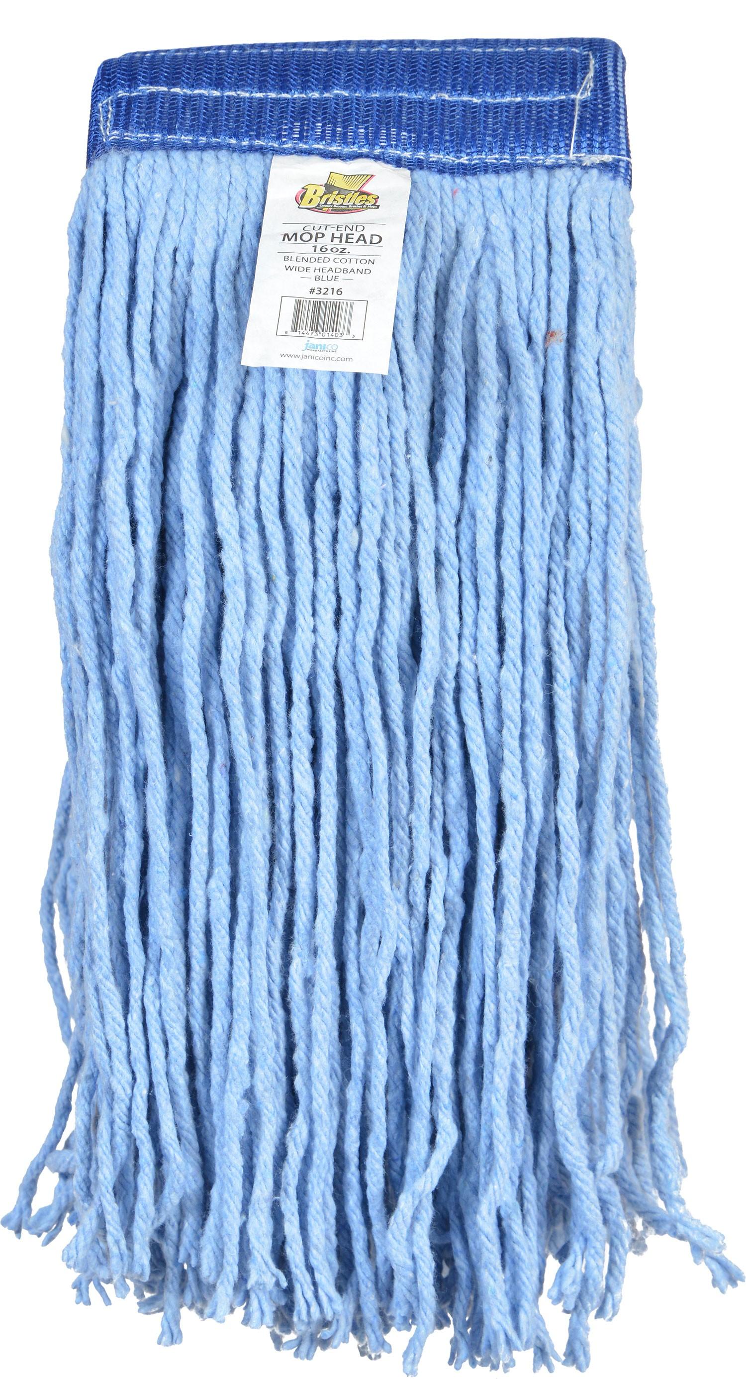 Wet Mop 16 OZ Blue Cut End Wide Band 6/Case