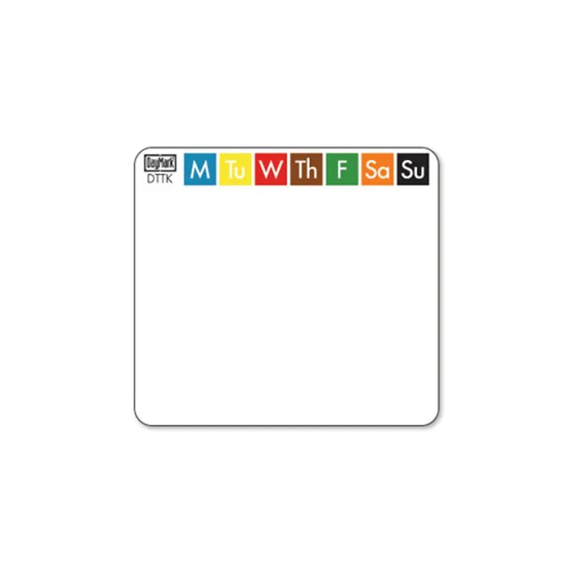 ToughMark™ Monday To Sunday Label 2X2 IN Day of the Week Thermal Repositionable Adhesive 1000/Roll