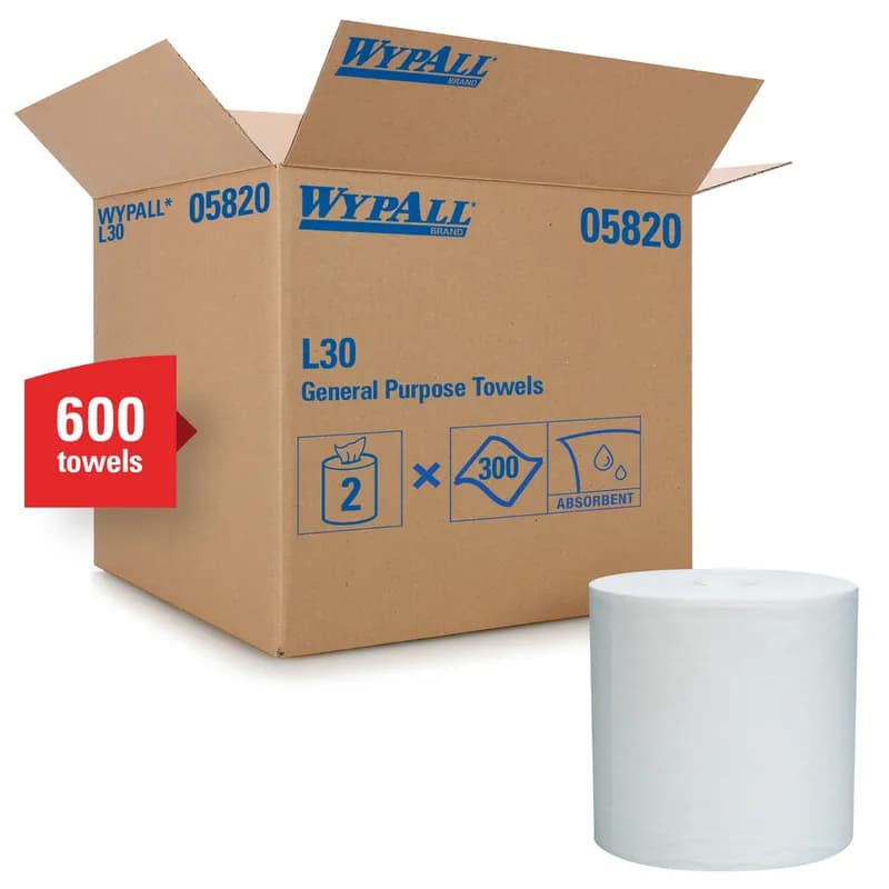 WypAll® L30 Cleaning Wipe 14.2X9.8 IN DRC White Centerpull 300 Sheets/Roll 2 Rolls/Case 600 Sheets/Case