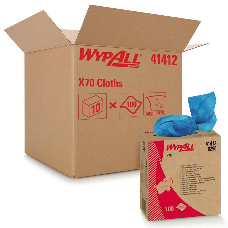 WypAll® X70 Cleaning Wipe 8.34X16.8 IN Medium Duty HydroKnit Blue Pop-Up Box 1/Case