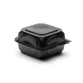 The BOTTLEBOX ® Take-Out Container Hinged 6X6X3 IN RPET Black Square 250/Case