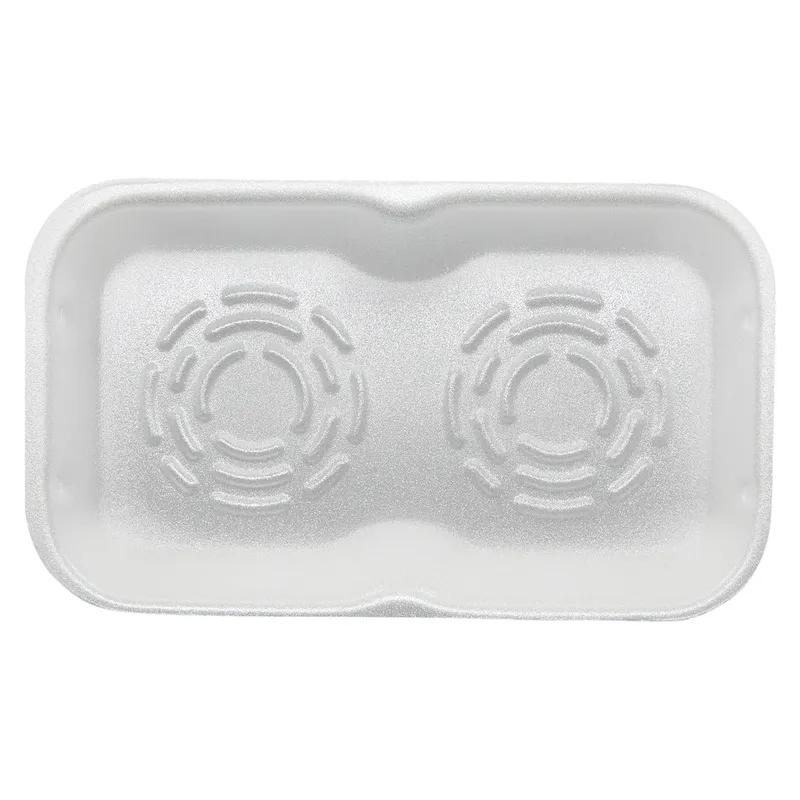 Burger Patty Tray 9.782X5.622X1.33 IN 2 Compartment Polystyrene Foam White Rectangle 300/Case