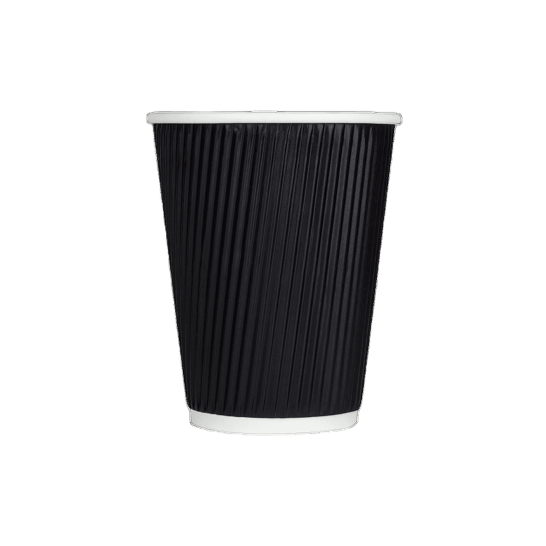 Karat® Hot Cup 12 OZ Paper Black 90MM Rippled 500/Case