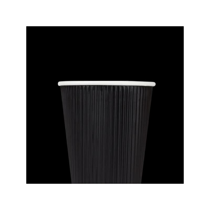 Karat® Hot Cup 12 OZ Paper Black 90MM Rippled 500/Case