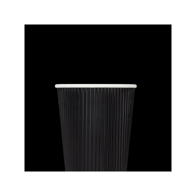 Karat® Hot Cup Insulated Ripple 16 OZ Double Wall Poly-Coated Paper Black 500/Case