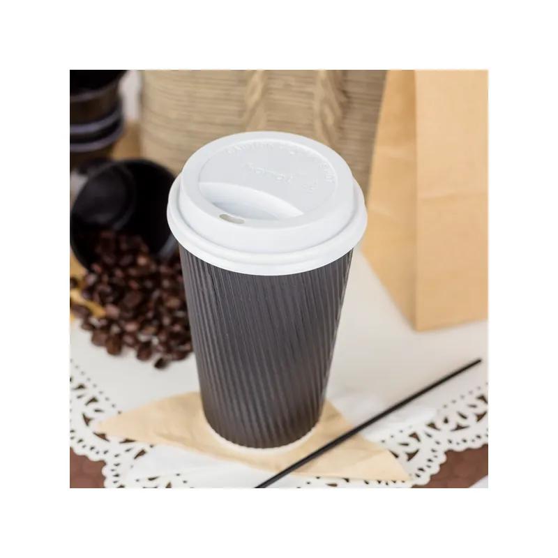 Karat® Hot Cup Insulated Ripple 16 OZ Double Wall Poly-Coated Paper Black 500/Case