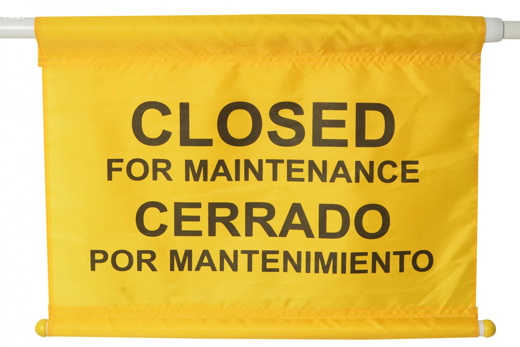 Closed For Maintenance Sign Yellow Black Bilingual 1/Each