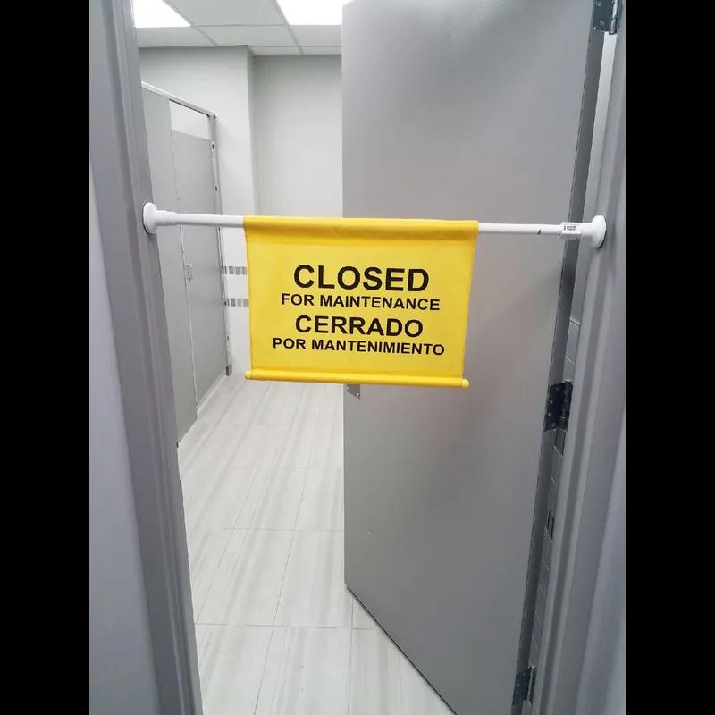 Closed For Maintenance Sign Yellow Black Bilingual 1/Each