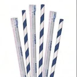 Jumbo Straw 7.75 IN Paper Blue Stripe Wrapped 3200/Case