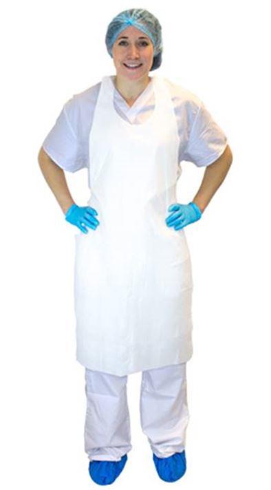 Apron 28X46 IN White 2MIL PE Disposable 100/Box