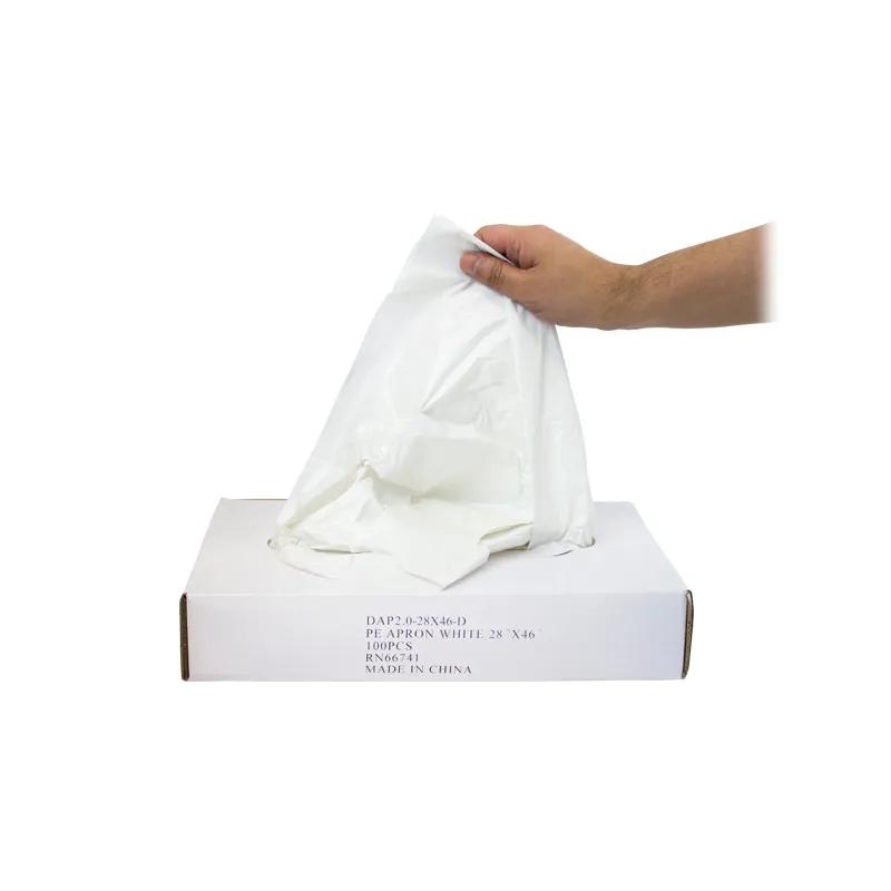 Apron 28X46 IN White 2MIL PE Disposable 100/Box