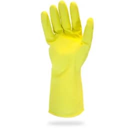 ProWorks® Gloves Medium (MED) 12 IN Yellow 12MIL Rubber Latex Flock Lined Fish Scale Grip Rolled Cuff 12/Bag