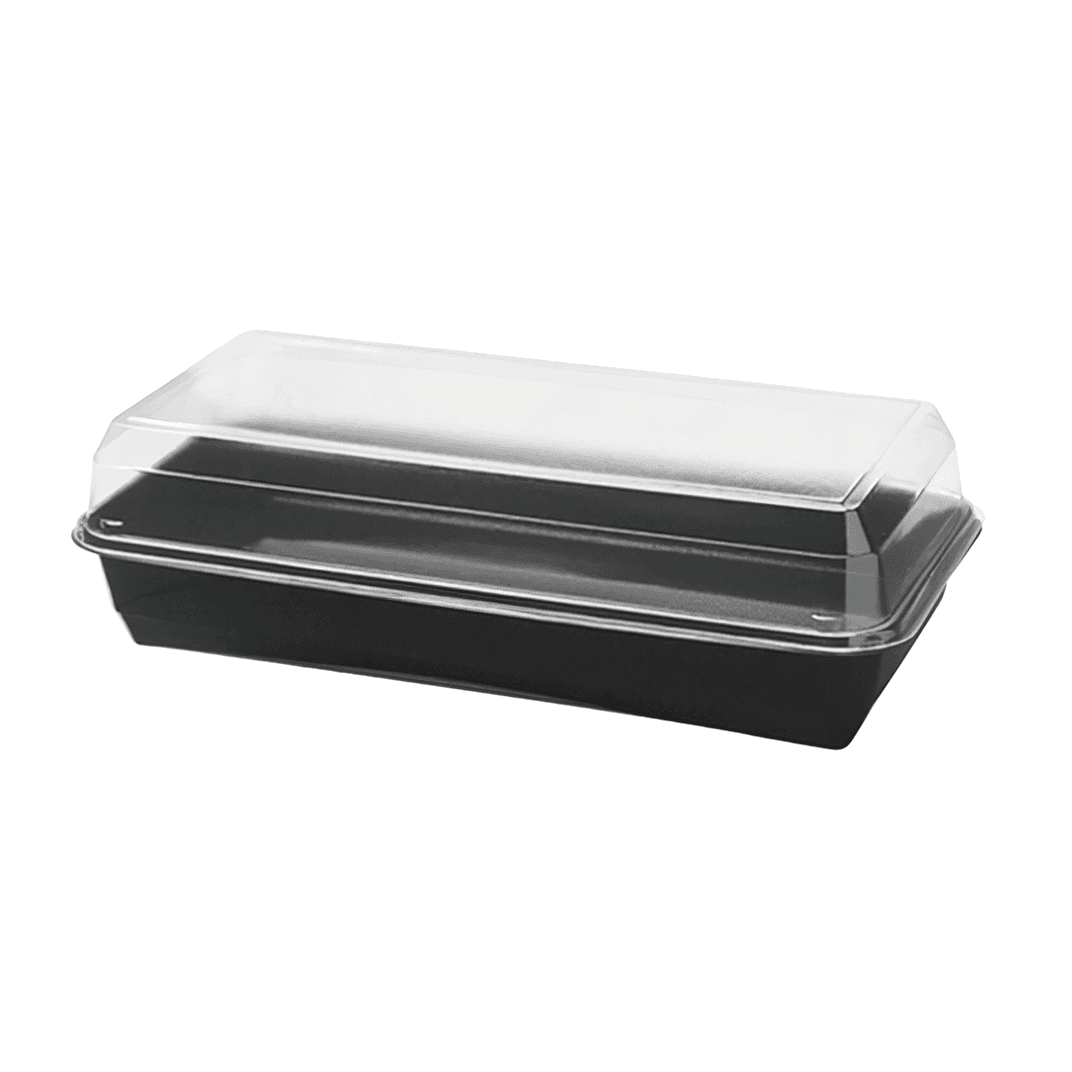 Solo® Creative Carryouts® BoxLine™ Hoagie & Sub Take-Out Container Hinged With Dome Lid 10.62X5.375 IN PS Clear 200/Case