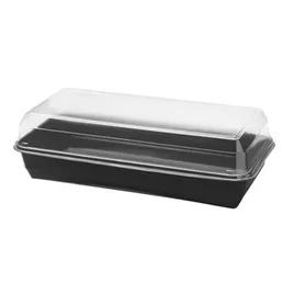 Solo® Creative Carryouts® BoxLine™ Hoagie & Sub Take-Out Container Hinged With Dome Lid 10.62X5.375 IN PS Clear 200/Case