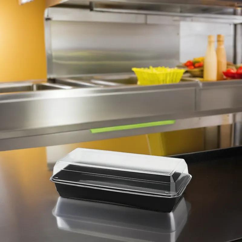 Solo® Creative Carryouts® BoxLine™ Hoagie & Sub Take-Out Container Hinged With Dome Lid 10.62X5.375 IN PS Clear 200/Case