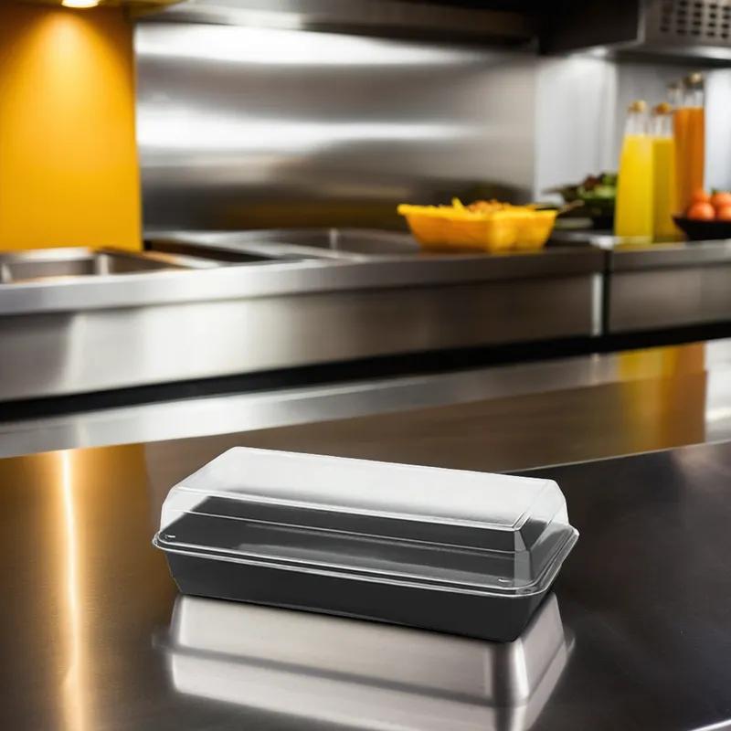 Solo® Creative Carryouts® BoxLine™ Hoagie & Sub Take-Out Container Hinged With Dome Lid 10.62X5.375 IN PS Clear 200/Case