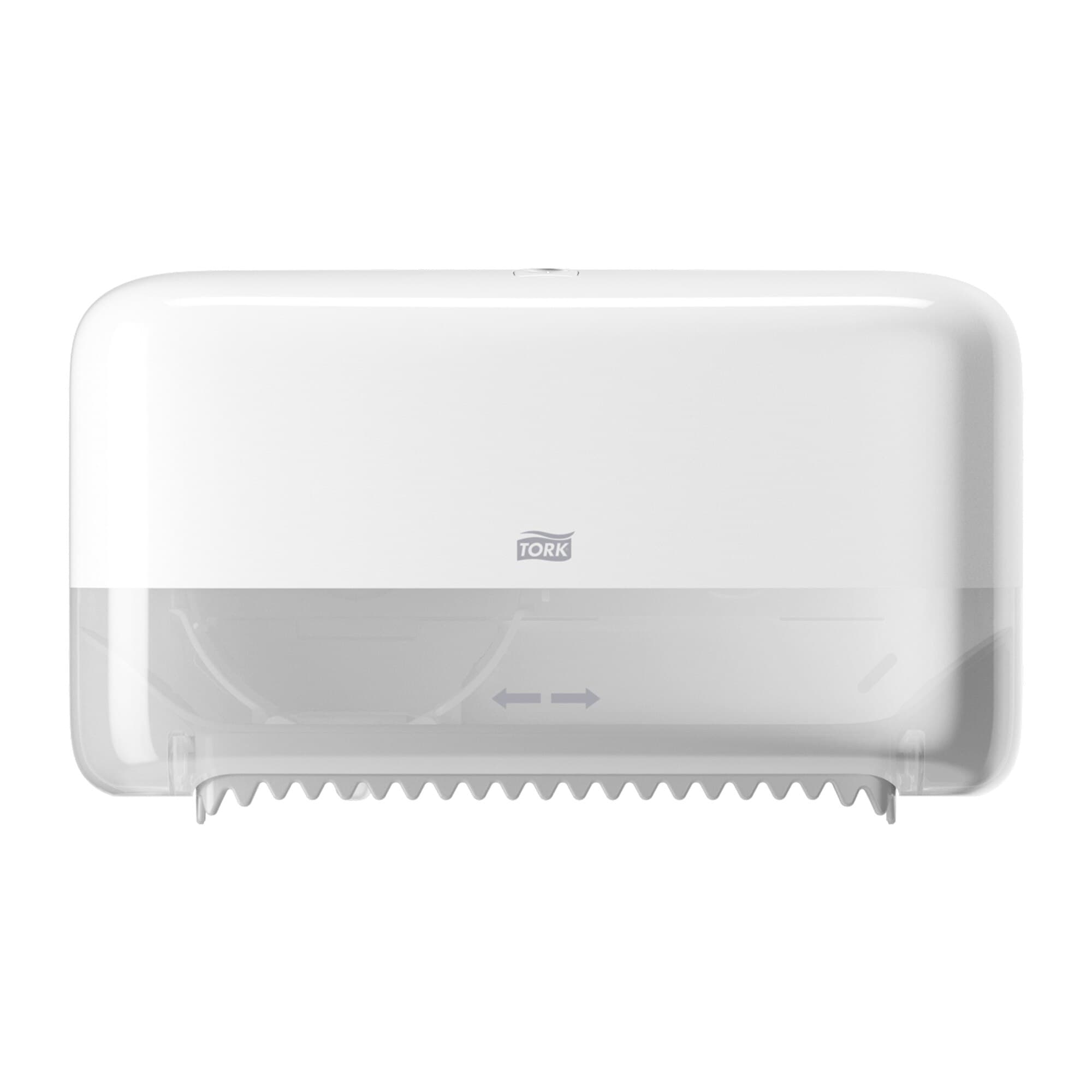 Tork T7 Toilet Paper Dispenser 5.078X14.173X8.228 IN Plastic Wall Mount White Coreless Side-by-Side High Capacity 1/Each