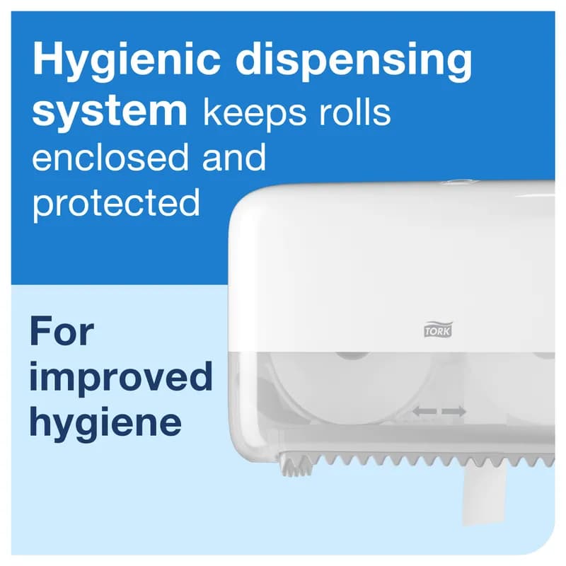 Tork T7 Toilet Paper Dispenser 5.078X14.173X8.228 IN Plastic Wall Mount White Coreless Side-by-Side High Capacity 1/Each