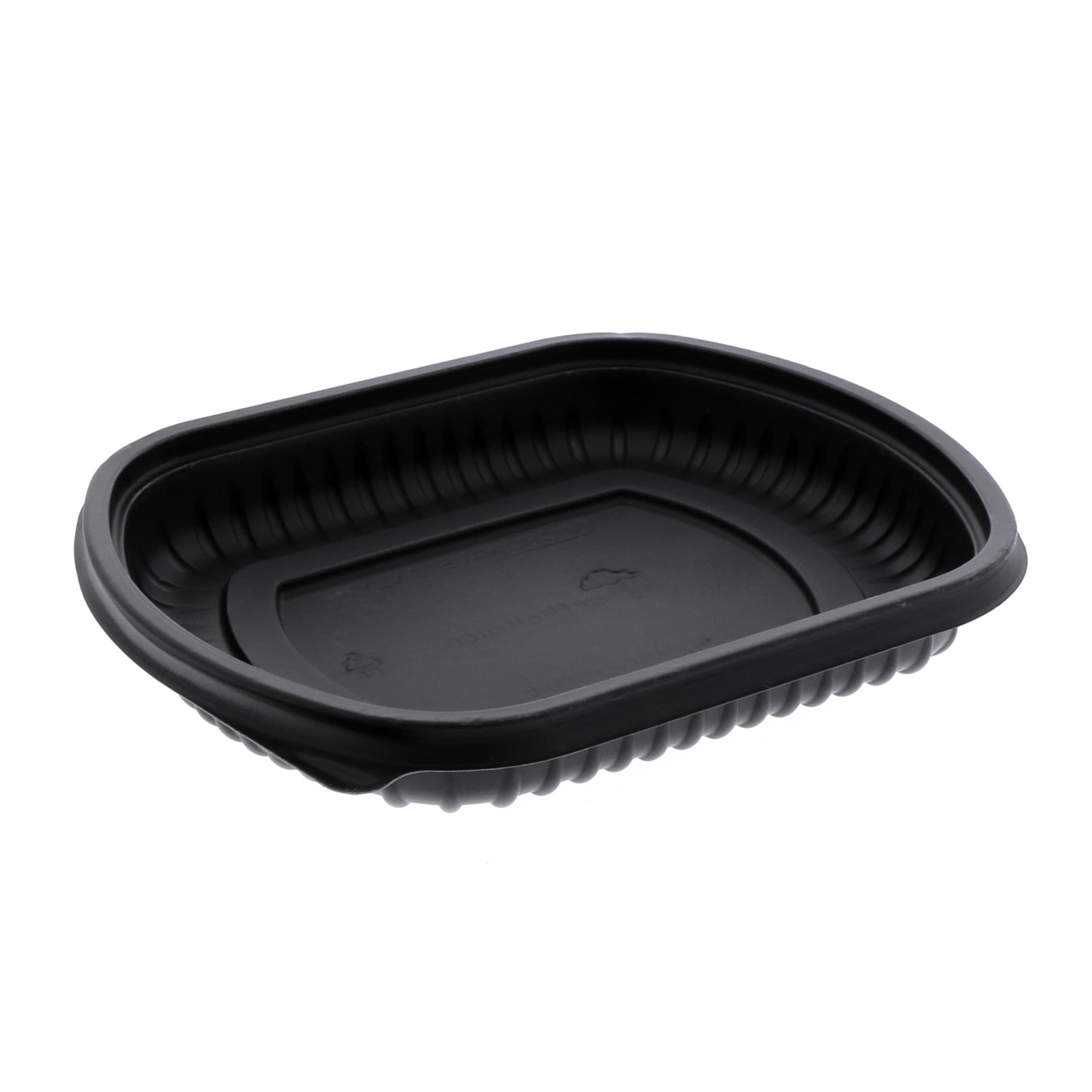 Take-Out Container Base 8.125X6.5X1 IN MFPP Black Rectangle Microwave Safe Soak-Proof 250/Case