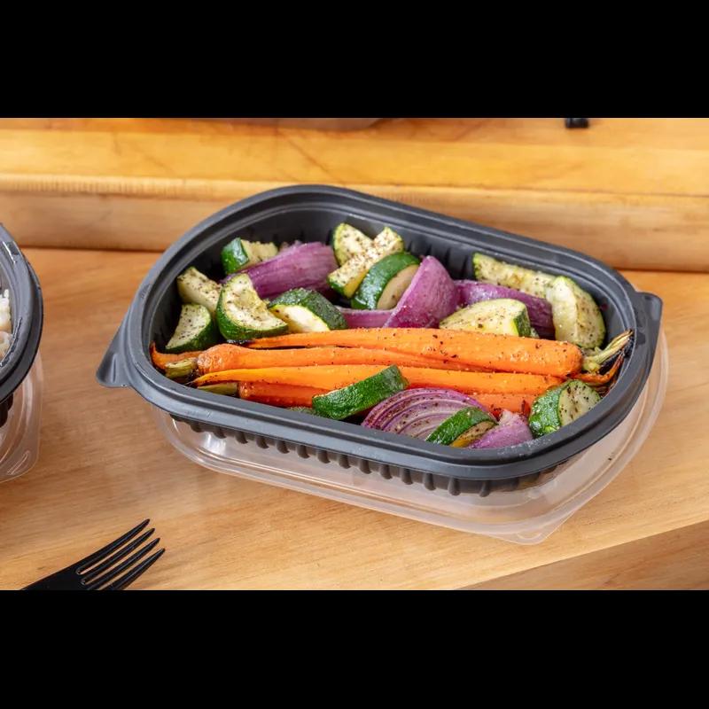 Take-Out Container Base 8.125X6.5X1 IN MFPP Black Rectangle Microwave Safe Soak-Proof 250/Case
