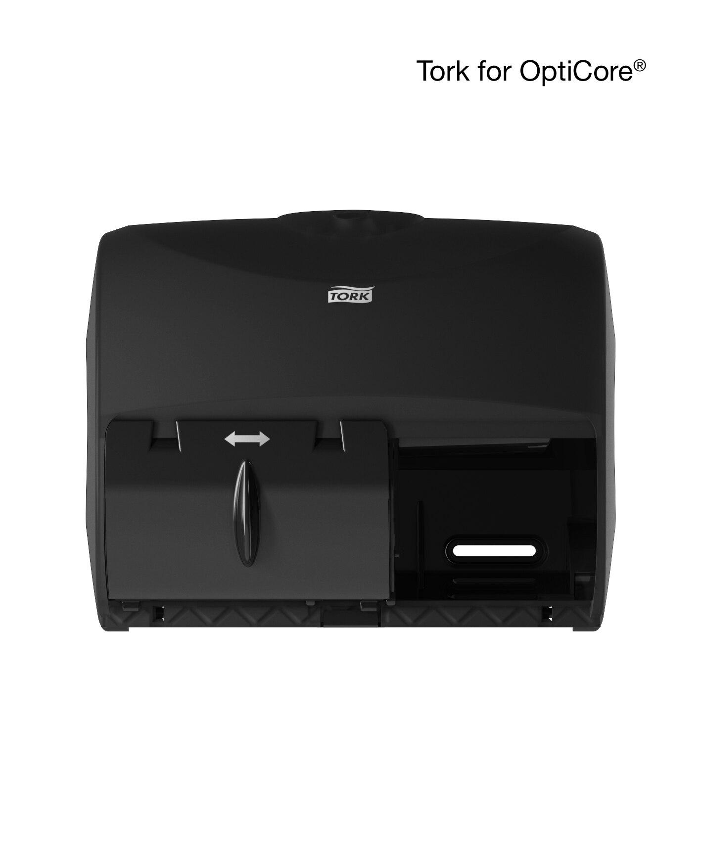 Tork OptiCore® T11 Toilet Paper Dispenser 7.18X11.036X8.18 IN Plastic Black 2-Roll Universal Twin Spool 1/Each