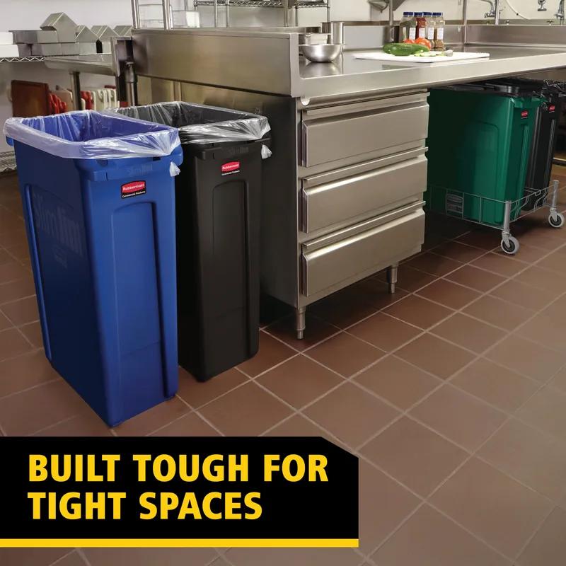 Executive Series™ Trash 1-Stream Trash Can 11X22X30 IN 23 GAL 92 QT Black Rectangle Resin Venting Channels Slim 1/Each