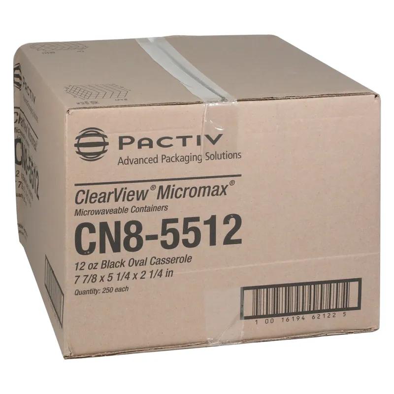 Casserole Take-Out Container Base With Dome Lid 7.875X5.25X2.25 IN MFPP Black Oval Leak Resistant 250/Case