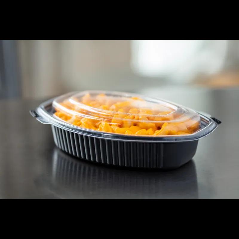 Casserole Take-Out Container Base With Dome Lid 7.875X5.25X2.5 IN MFPP Black Oval Leak Resistant 252/Case