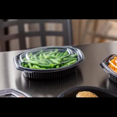 Casserole Take-Out Container Base With Dome Lid 7.875X5.25X2.5 IN MFPP Black Oval Leak Resistant 252/Case