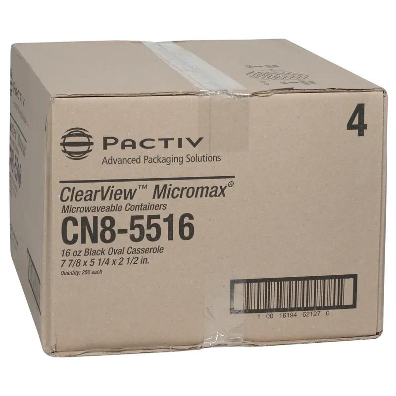 Casserole Take-Out Container Base With Dome Lid 7.875X5.25X2.5 IN MFPP Black Oval Leak Resistant 252/Case
