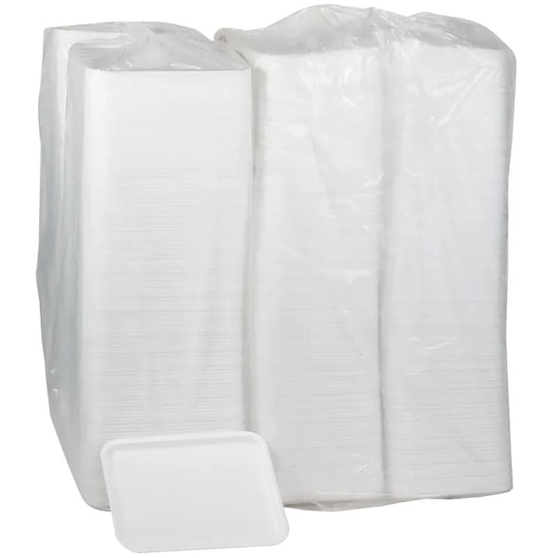 4S Supermarket Tray 9.125X7.125X0.65 IN Polystyrene Foam White Rectangle 500/Case