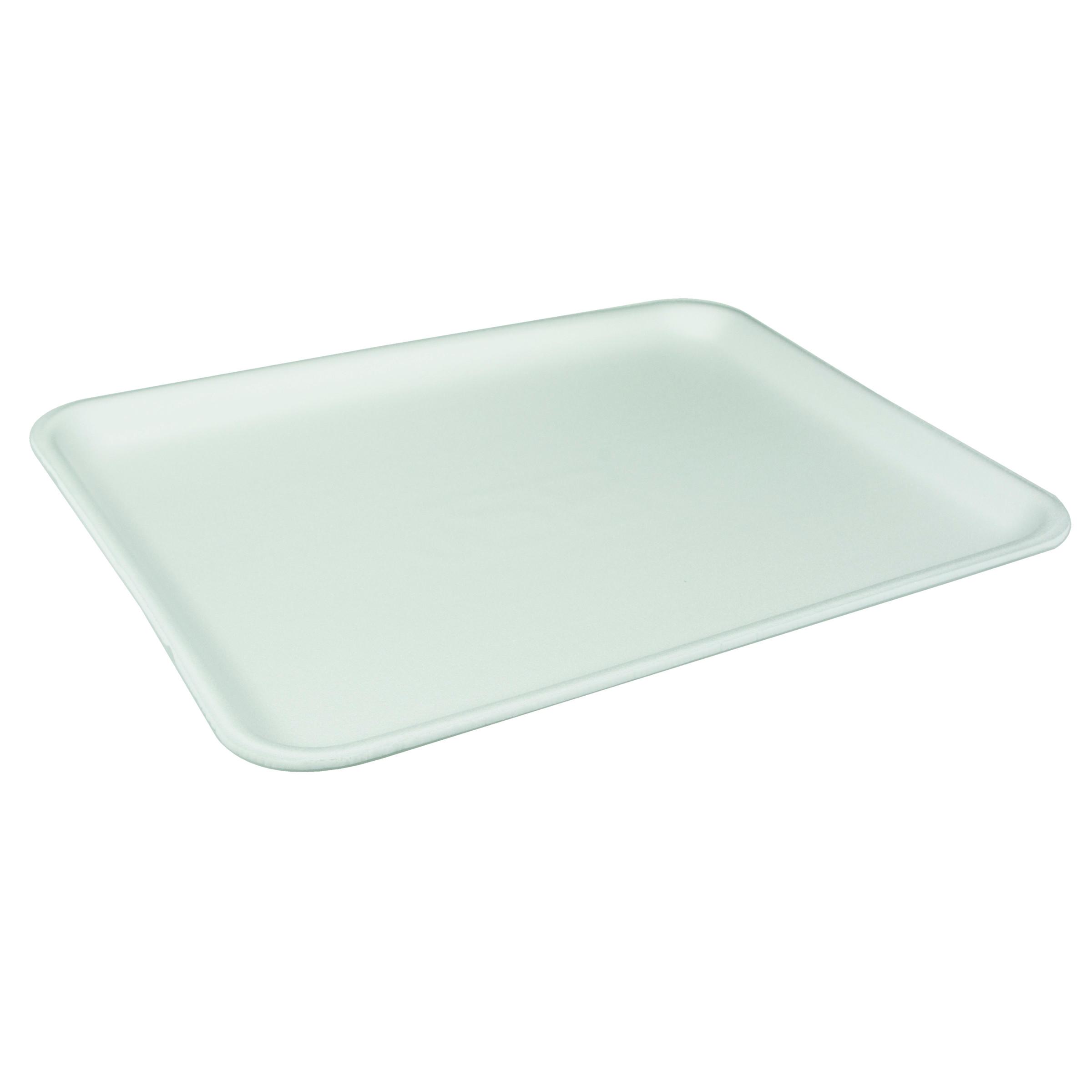 12S Supermarket Tray 11X9X0.65 IN Polystyrene Foam White Rectangle 250/Case
