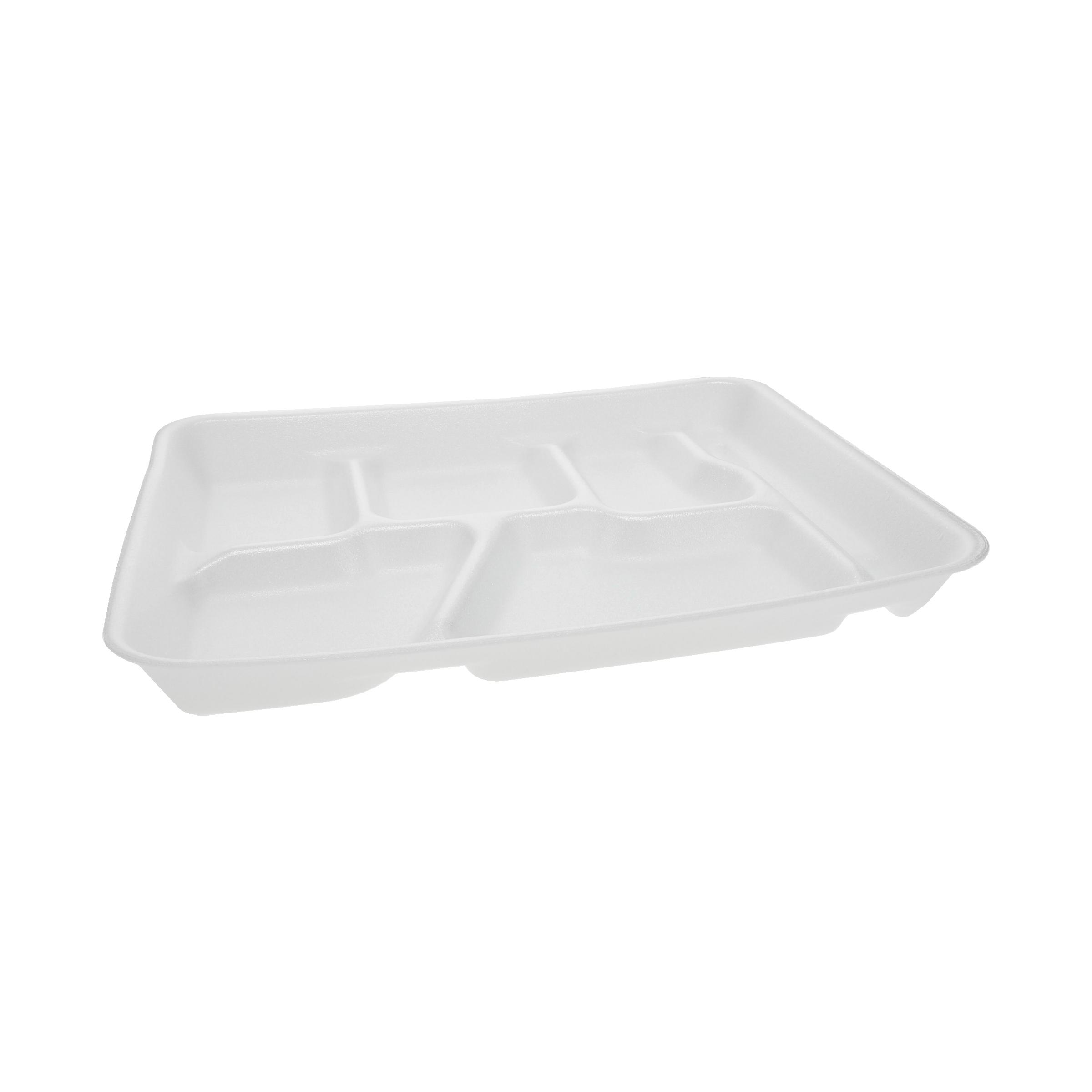Cafeteria & School Lunch Tray 8.5X11.5X1.25 IN 6 Compartment Polystyrene Foam White Rectangle 500/Case