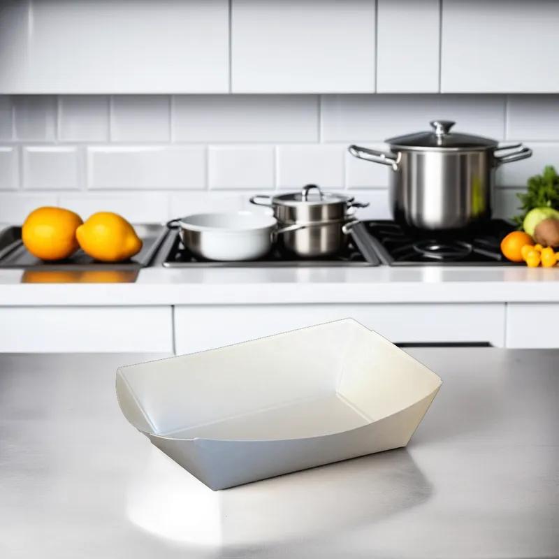 Food Tray 2.5 LB Paper White Rectangle 500/Case