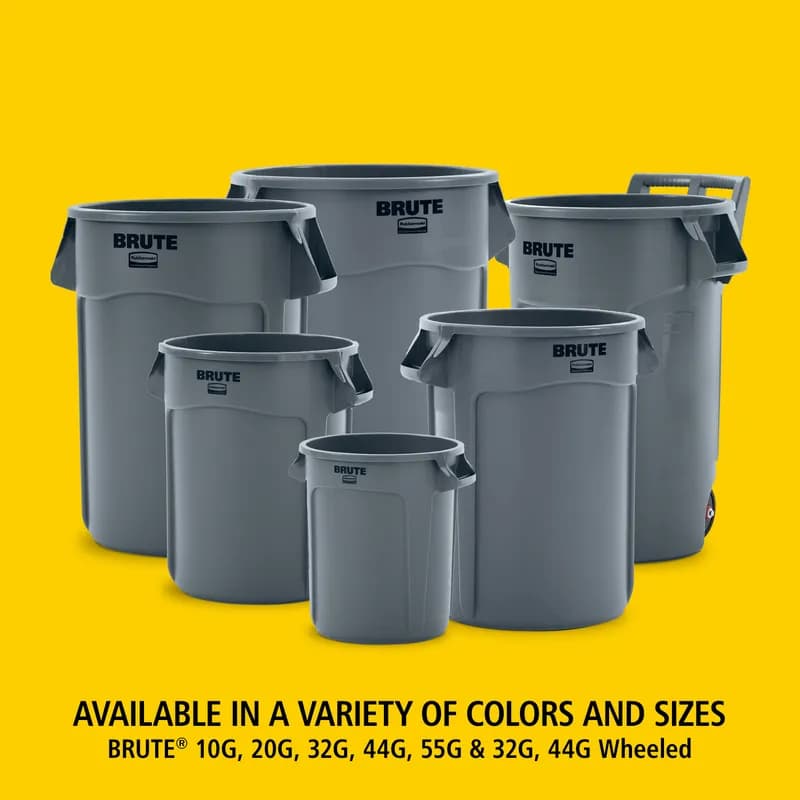 Brute® 1-Stream Trash Can 28.03X24.09X31.3 IN 44 GAL 176 QT Gray Round Resin Self-Venting Stationary Food Safe 1/Each