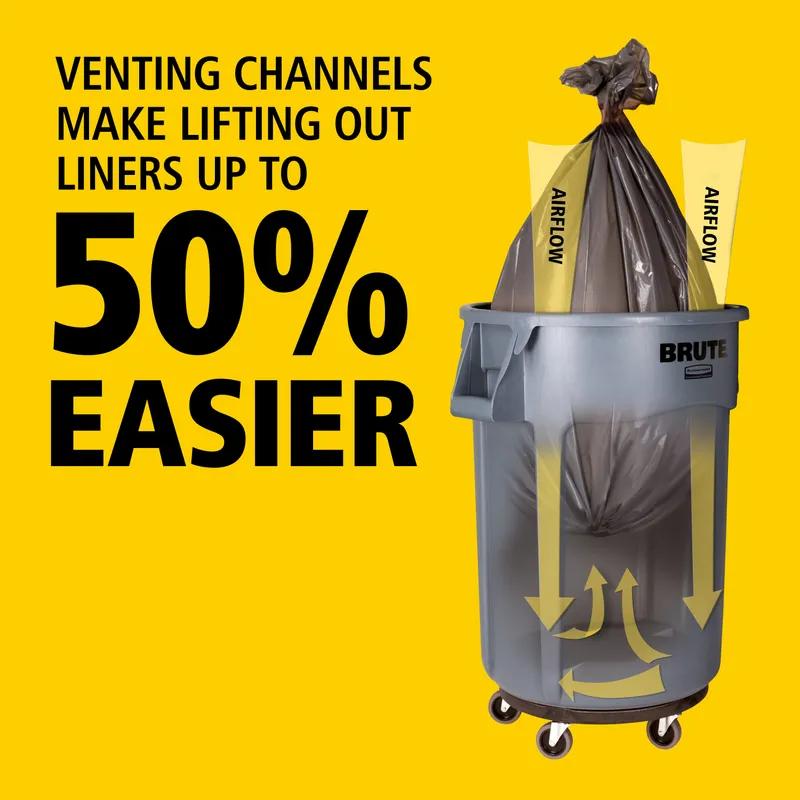 Brute® 1-Stream Trash Can 28.03X24.09X31.3 IN 44 GAL 176 QT Gray Round Resin Self-Venting Stationary Food Safe 1/Each