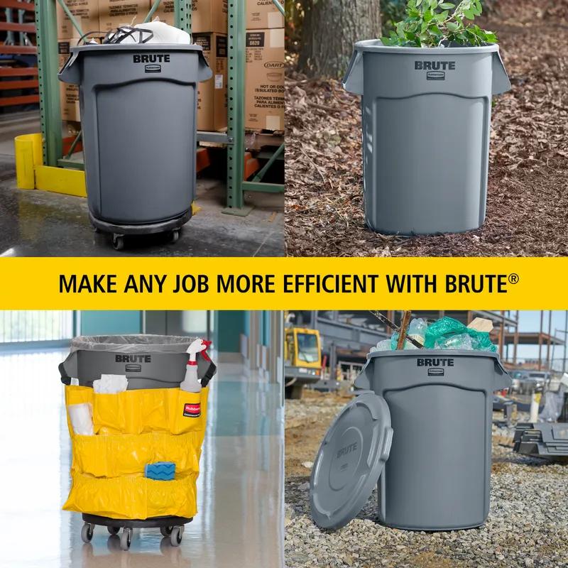 Brute® 1-Stream Trash Can 28.03X24.09X31.3 IN 44 GAL 176 QT Gray Round Resin Self-Venting Stationary Food Safe 1/Each
