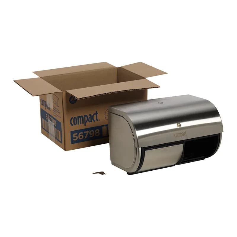 Compact® Toilet Paper Dispenser Stainless Steel Silver Side-by-Side Standard Coreless High Capacity 1/Each