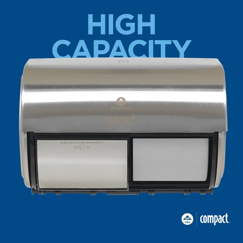 Compact® Toilet Paper Dispenser Stainless Steel Silver Side-by-Side Standard Coreless High Capacity 1/Each