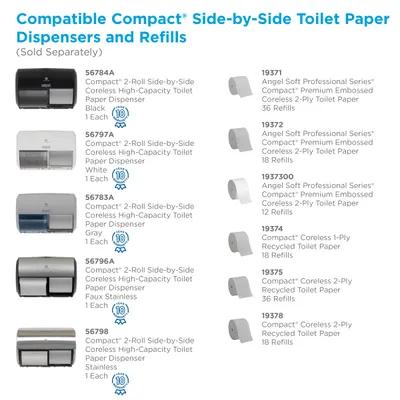 Compact® Toilet Paper Dispenser Stainless Steel Silver Side-by-Side Standard Coreless High Capacity 1/Each