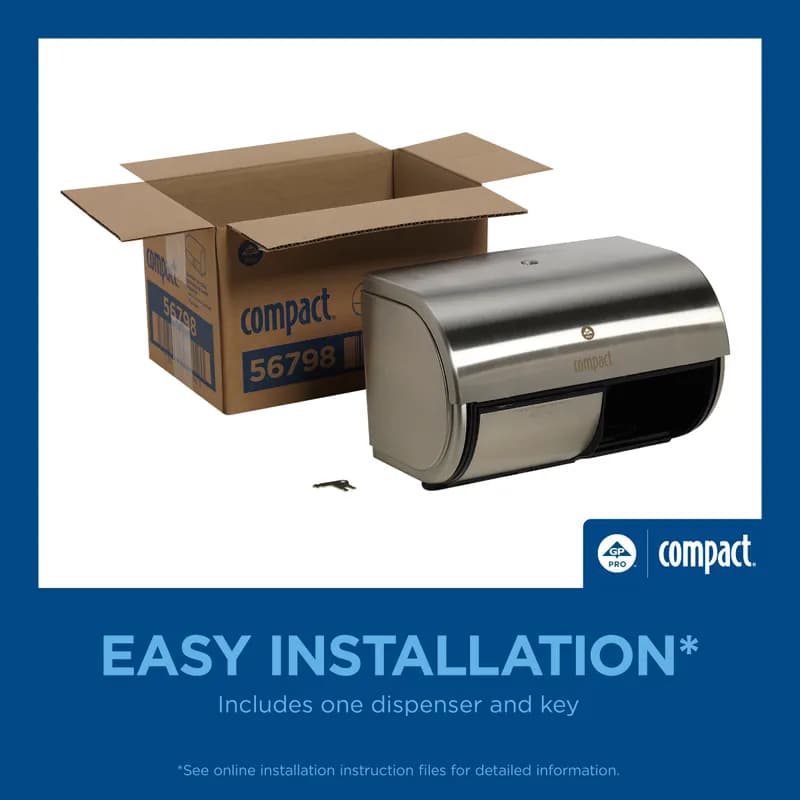 Compact® Toilet Paper Dispenser Stainless Steel Silver Side-by-Side Standard Coreless High Capacity 1/Each